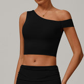 Freemyself recycled Asymmetric Yoga Tank - Women's Single-Shoulder Workout Top | Street-Ready Running & Gym