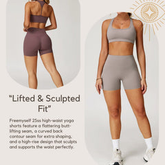 Freemyself Bare-Skin Yoga Shorts for Women High-Waisted Quick-Dry Tight-Fitting Slimming Shorts Running Sports Fitness Pants