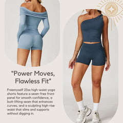 Women's Brushed Fleece-Lined Yoga Shorts - High-Waisted Butt-Lifting Activewear for Running & Fitness