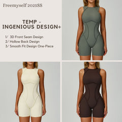 Freemyself Brushed Fleece One-Piece Yoga Suit Fashionable Backless Design with Sculpted Silhouette Women's Running & Fitness Wear