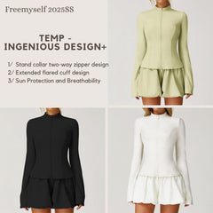 Freemyself UV Protection Yoga Jacket Quick-Dry Breathable Zipper Long-Sleeve Top Sports Running Cool-Touch Jacket