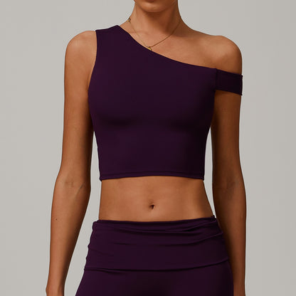 Freemyself recycled Asymmetric Yoga Tank - Women's Single-Shoulder Workout Top | Street-Ready Running & Gym