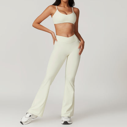 Freemyself recycled Yoga Set - Women's Quick-Dry Fitness Outfit with Strappy Bra & Flared Leggings | Running, Gym Wear