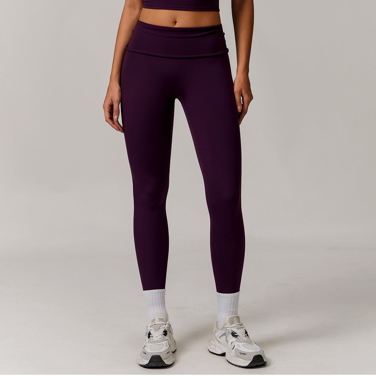Freemyself recycled Fold-Over Yoga Pants - Women's High-Waist Lifting Fit | Everyday Tights for Gym & Lounge