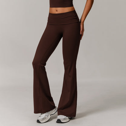Freemyself recycled Fold-Over Yoga Pants - Women's Micro Flare Leggings | Gym to Street Running & Lounge