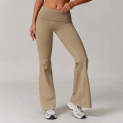 Freemyself recycled Fold-Over Yoga Pants - Women's Micro Flare Leggings | Gym to Street Running & Lounge