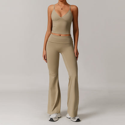 Freemyself recycled Yoga Set - Women's Street-Ready Tank & Flared Leggings | Gym to Street Running