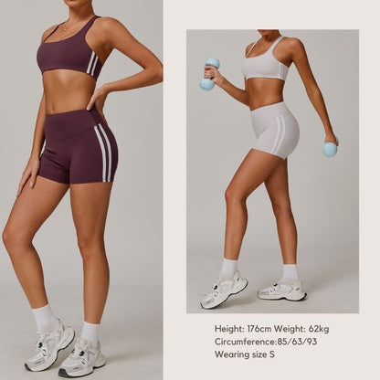 Freemyself Naked-Feel Contrast-Color Yoga Shorts Peach-Tone Tight-Fitting Butt-Lifting Shorts Women's Outerwear Sports Fitness Pants