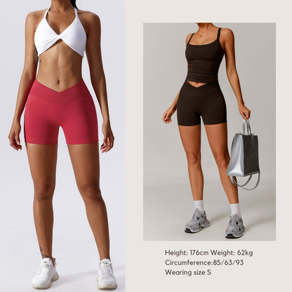 Freemyself Peach Butt-Lifting European-Style Yoga Shorts High-Waisted Stretch Running Fitness Shorts Seamless Tight-Fitting Athletic Shorts