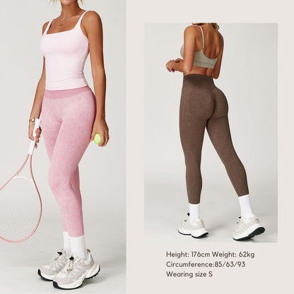Freemyself Seamless Sandwashed Yoga Pants High-Waisted Butt-Lifting Leggings Running, Fitness, Yoga Long Pants