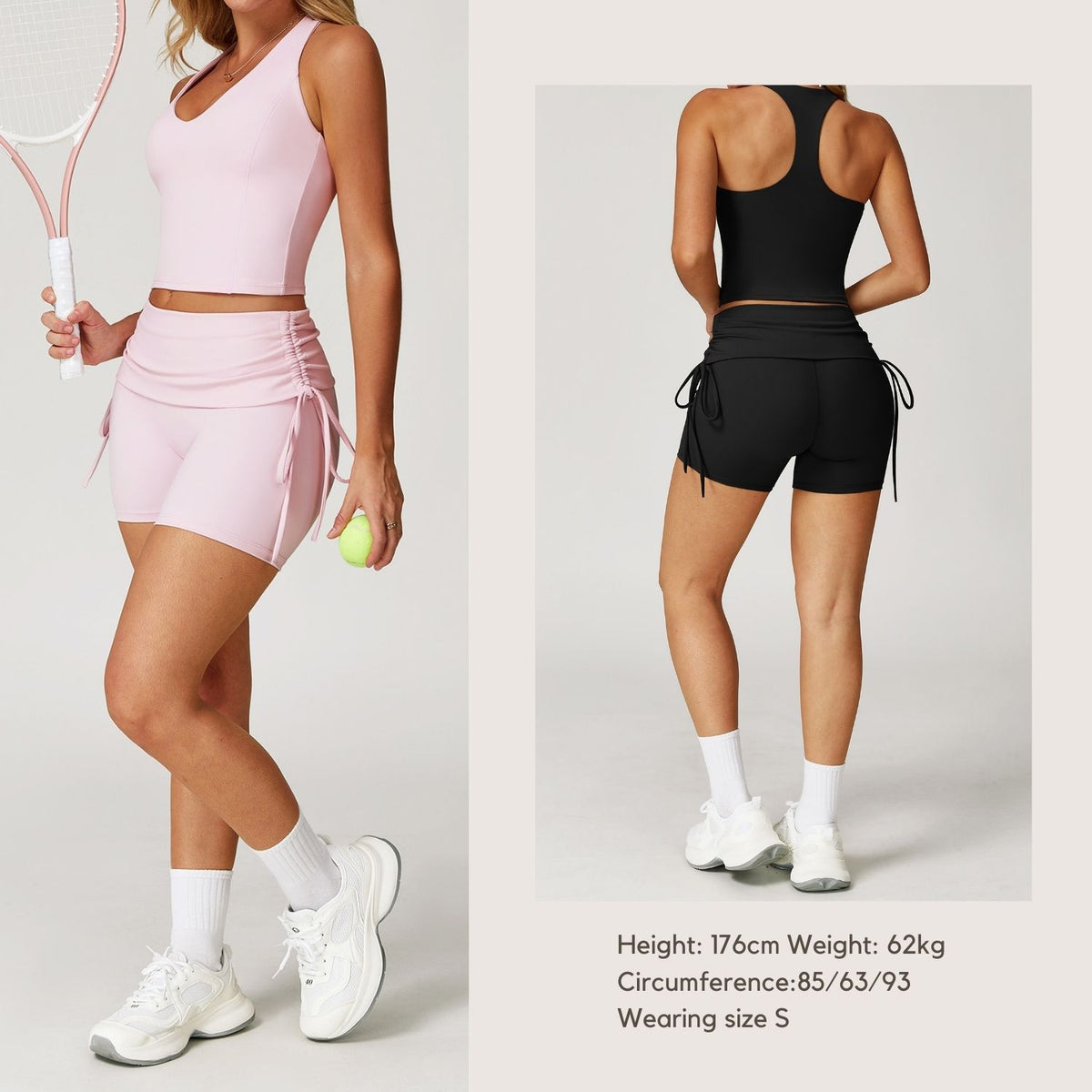 Freemyself High-Waisted Naked-Feel Tight-Fitting Yoga Shorts with Drawstring Outerwear Casual Pants Pilates Workout Shorts for Women