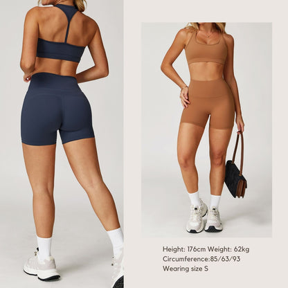 Freemyself Bare-Skin Yoga Shorts for Women High-Waisted Quick-Dry Tight-Fitting Slimming Shorts Running Sports Fitness Pants