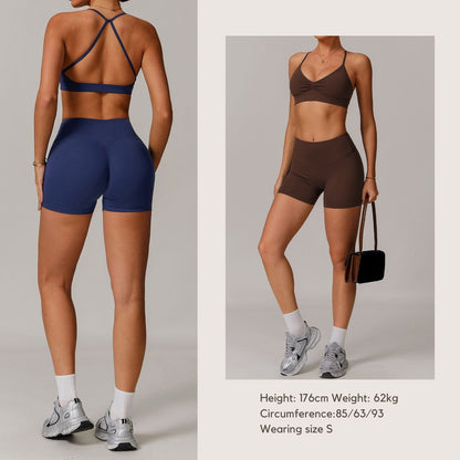 Freemyself High-Waisted Butt-Lifting Yoga Shorts Outerwear Leggings with Tummy-Control for Slimming Running Workouts