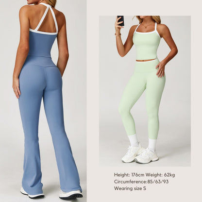 Freemyself Naked-Feel Yoga Tank Top Color-Blocked Cutout Back Fitness Wear Outerwear-Style Premium Running Sports Bra