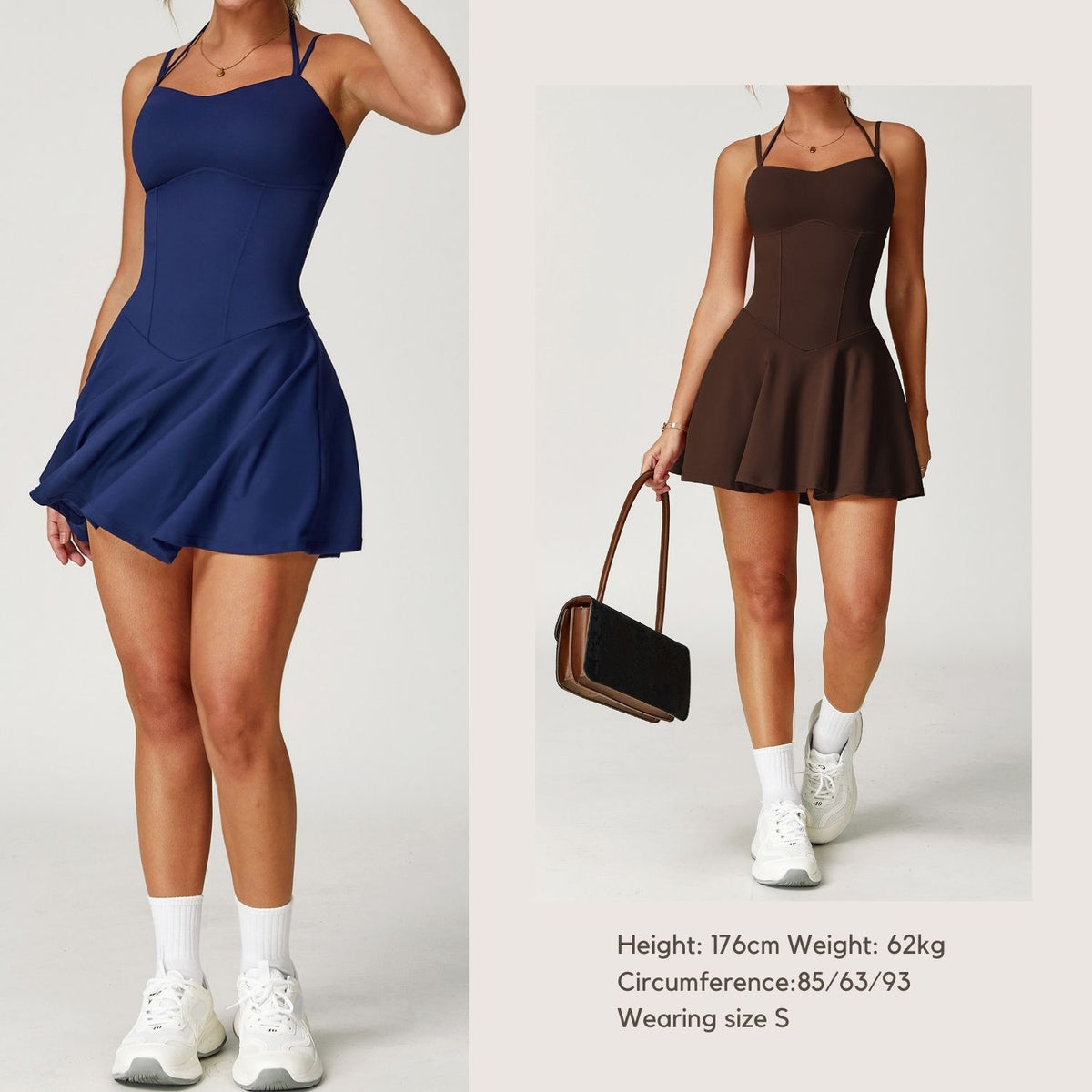 Freemyself Strapless Dress for Women with Pockets, Anti-Exposure A-Line Short Skirt for Running, Sports, and Tennis