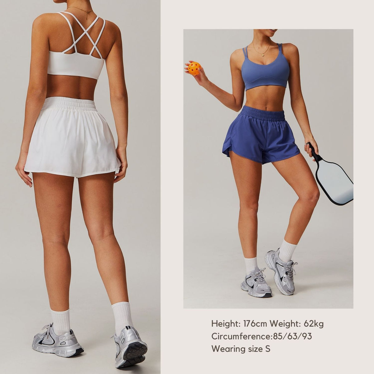 Freemyself Bare-Skin Quick-Dry Yoga Shorts Faux Two-Piece Athletic Butt-Lifting Shorts Running Fitness Yoga Pants