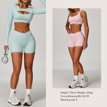 Freemyself Bare-Skin Cross-Front High-Waisted Yoga Shorts Peach-Tone Tight-Fitting Butt-Lifting Athletic Shorts Women's Outerwear Fitness Pants