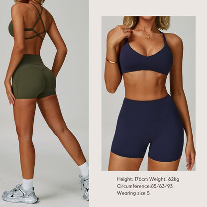 Freemyself Yoga Bra Quick-Dry Cross-Back High-Intensity Fitness Wear Casual Running Sports Bra