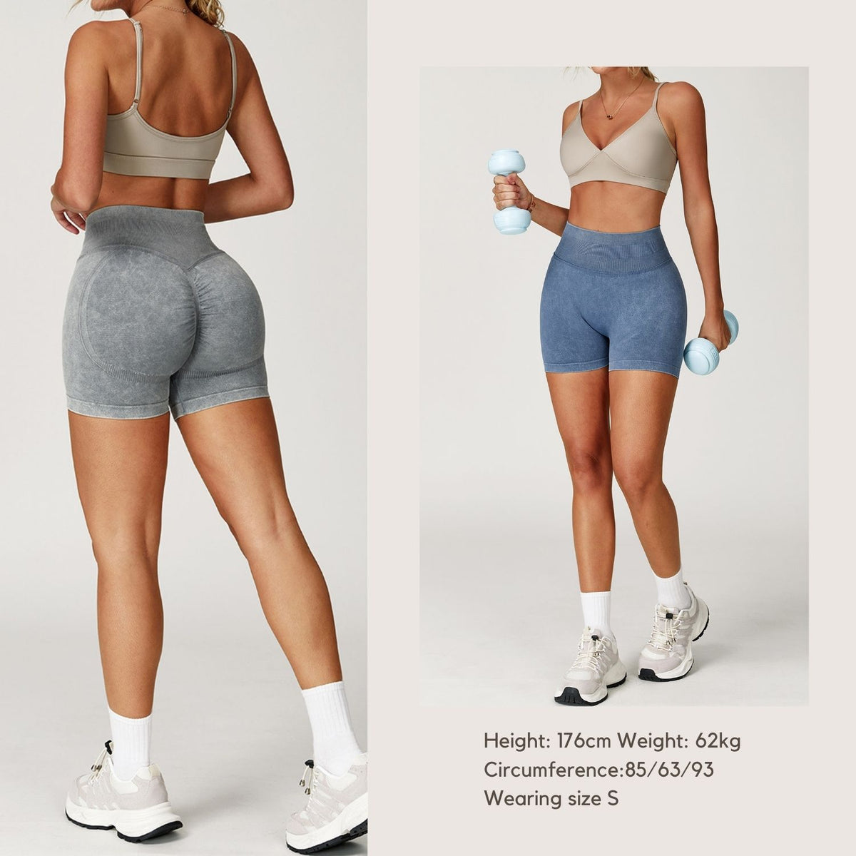 Freemyself Seamless Sandwashed Yoga Shorts High-Waisted Butt-Lifting Shorts Tight-Fitting Running Sports Fitness Yoga Pants