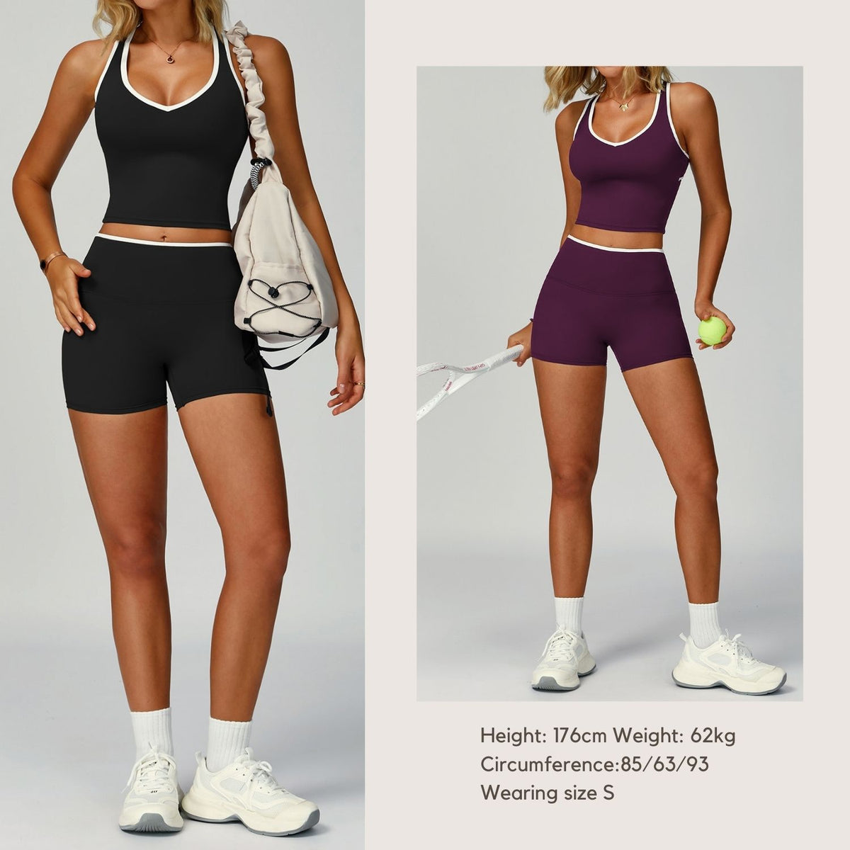 Freemyself Contrast-Trim Sports Bra for Women Bare-Back Lace-Up Sports Bra Tight-Fitting Running & Fitness Top