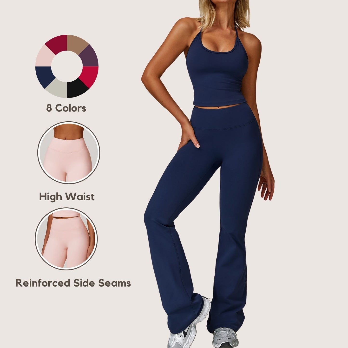 Freemyself Brushed High-Waisted Yoga Pants Tight-Fitting Wide-Leg Bell-Bottom Running Fitness Pants Slightly Flared Leggings