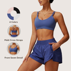 Freemyself Cross-Back Yoga Sports Bra Bare-Skin Feel Outerwear Undergarment Outdoor Running Fitness Sports Vest