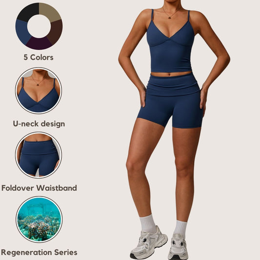 Freemyself recycled Yoga Set - Women's Street-Ready Tank & Workout Shorts | Gym to Street Running