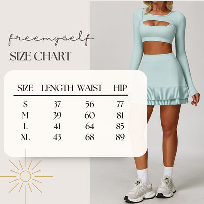 High-Waisted Sports Skirt with Nude-Tone Waistband, Flattering Fit, Pleated Hem, Anti-Exposure Design, Built-in Leggings, Pocket Detail