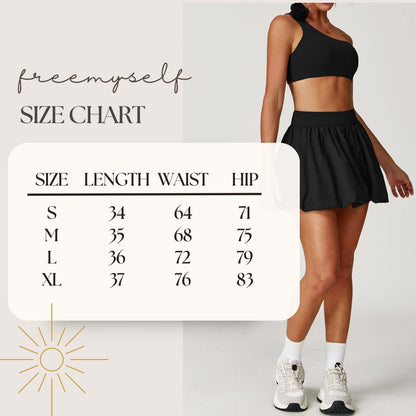 Freemyself Quick-Dry Tennis Skirt Anti-Exposure Lining Breathable Pockets Flared Skirt Running Sports Skirt