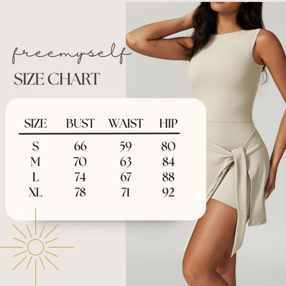 Freemyself Two-Piece Style Anti-Exposure Tight-Fitting Sports Dress Slimming Strappy Casual Fitness Backless Yoga Tennis Skirt
