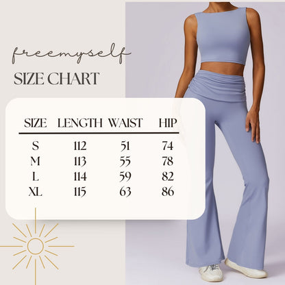 Freemyself Quick-Dry Butt-Lifting Yoga Pants Nude-Feel Casual Wide-Leg Athletic High-Waisted Tight Flared Pants
