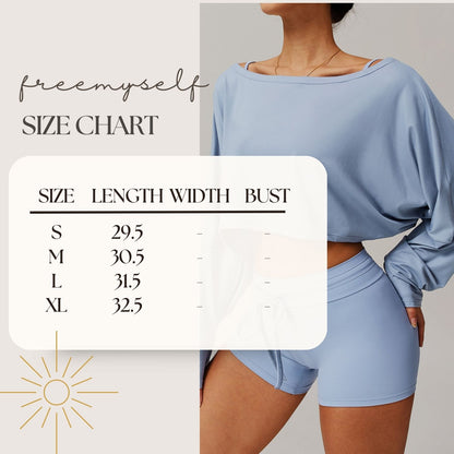 Freemyself Fitness Long-Sleeve Top for Women Off-the-Shoulder Batwing Sleeve Outerwear Casual Versatile Long-Sleeve Yoga Cover-Up