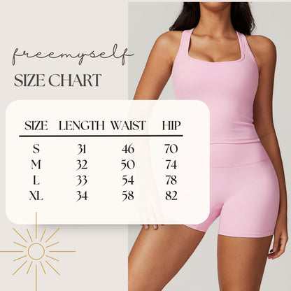 Freemyself Brushed Fleece-Lined Yoga Shorts for Women High-Waisted Tummy-Control Fitness Pants Butt-Lifting Running Shorts