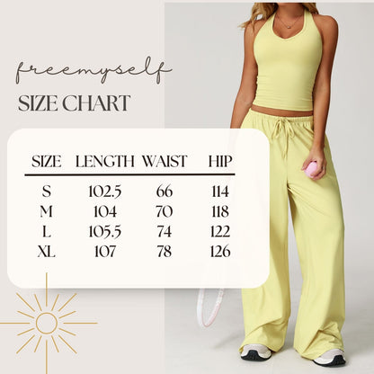 Freemyself Brushed-Finish Long Pants Draped Wide-Leg Relaxed Casual Pants Women's Athletic Fitness Elastic Drawstring Trousers