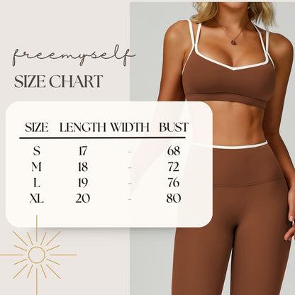 Contrast-Color Nude-Feel Sports Bra Quick-Dry Fitted Cross-Back Sports Tank Top Running Fitness Sports Bra