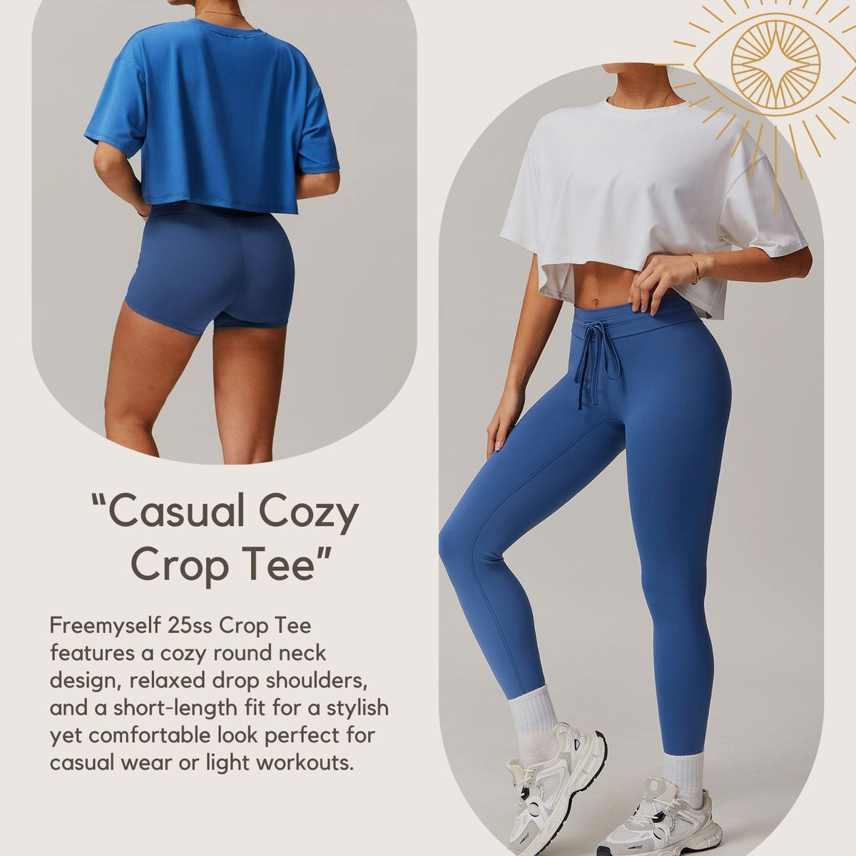 Freemyself Brushed-Back Short-Sleeve Sports Top Comfortable Crew Neck Cropped T-Shirt Fitness Running Yoga Wear