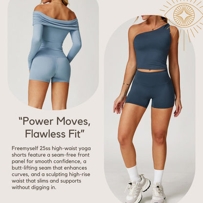 Women's Brushed Fleece-Lined Yoga Shorts - High-Waisted Butt-Lifting Activewear for Running & Fitness
