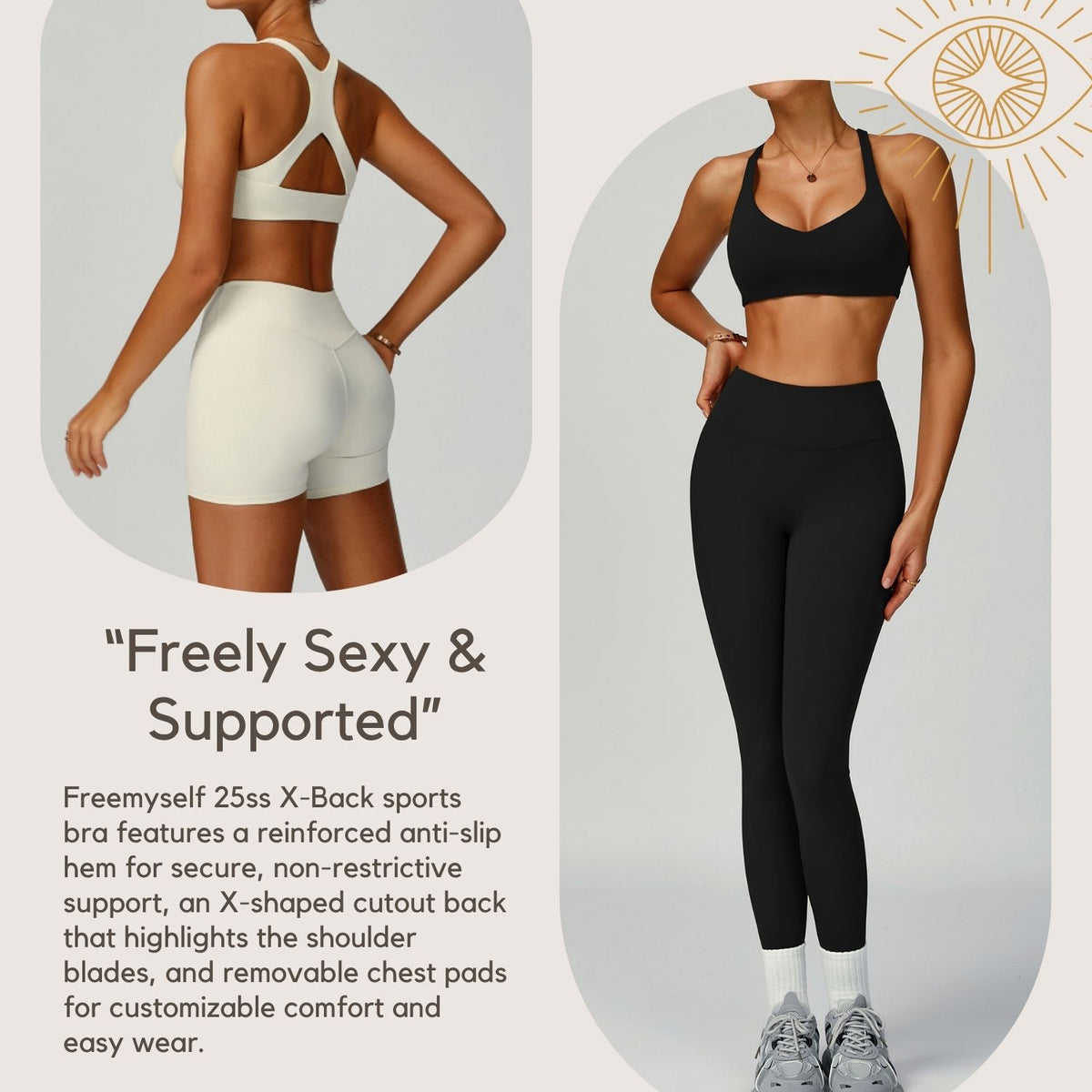 Eco-Friendly Recycled Sports Bra Lace-Up Backless Sports Tank Top for Women High-Intensity Yoga Bra