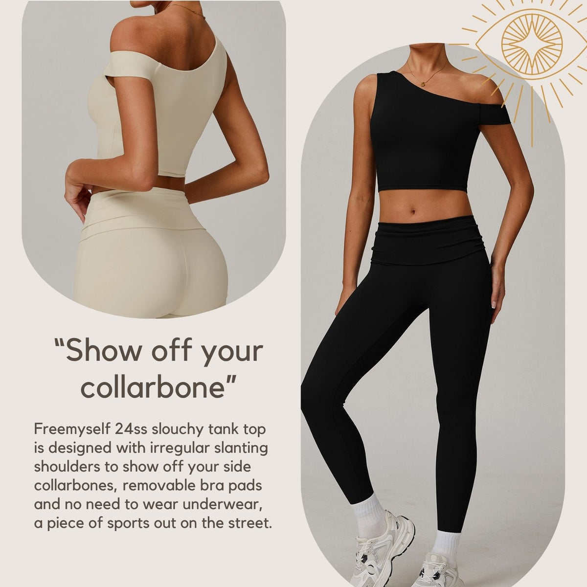 Freemyself recycled Asymmetric Yoga Tank - Women's Single-Shoulder Workout Top | Street-Ready Running & Gym