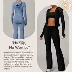 Freemyself UV-Protective Running Set Breathable, Quick-Dry, Cool-Touch Sun Protection Three-Piece Set
