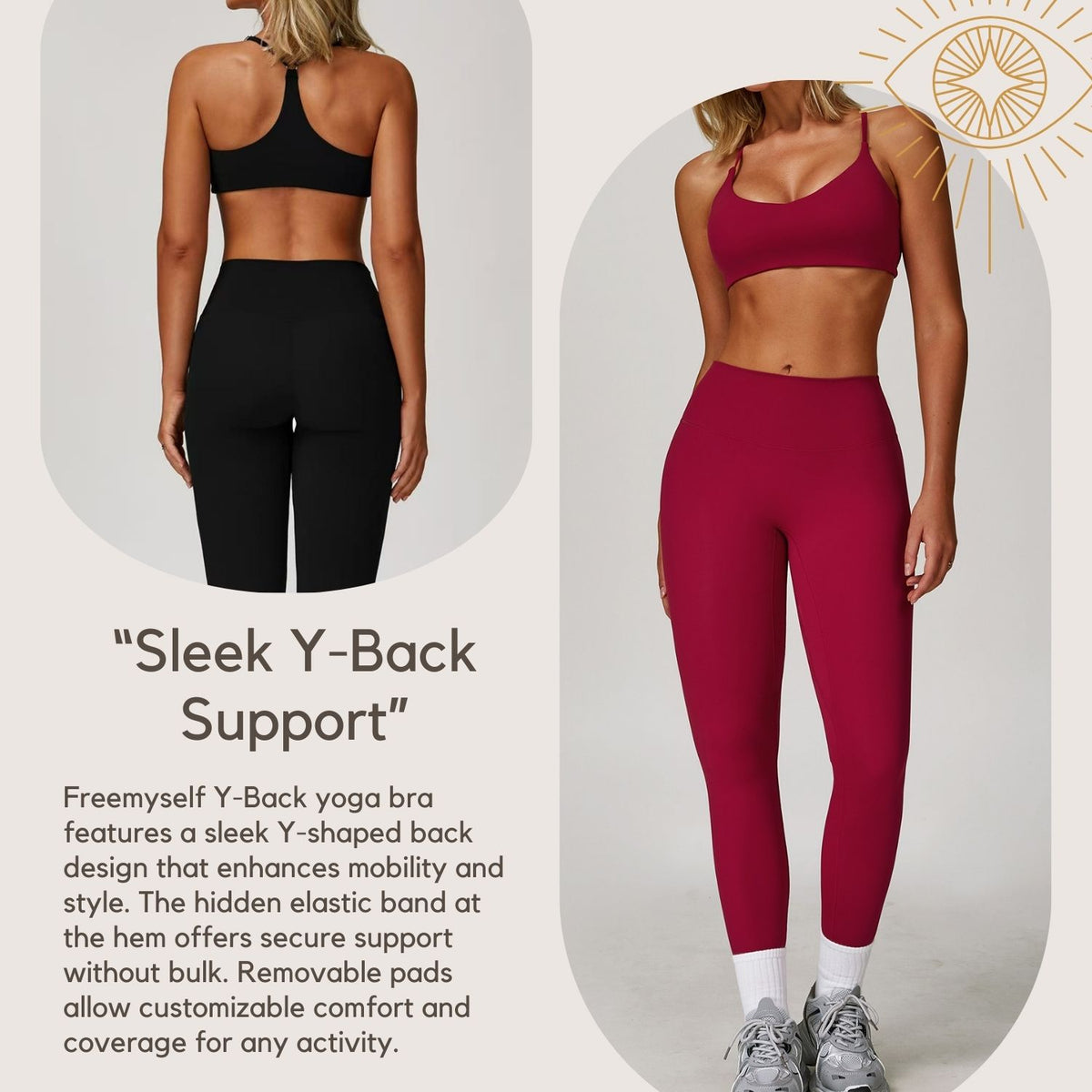 Freemyself Brushed Yoga Bra for Women - Fitted Backless Fitness Yoga Wear for Running and Exercise Sports Bra