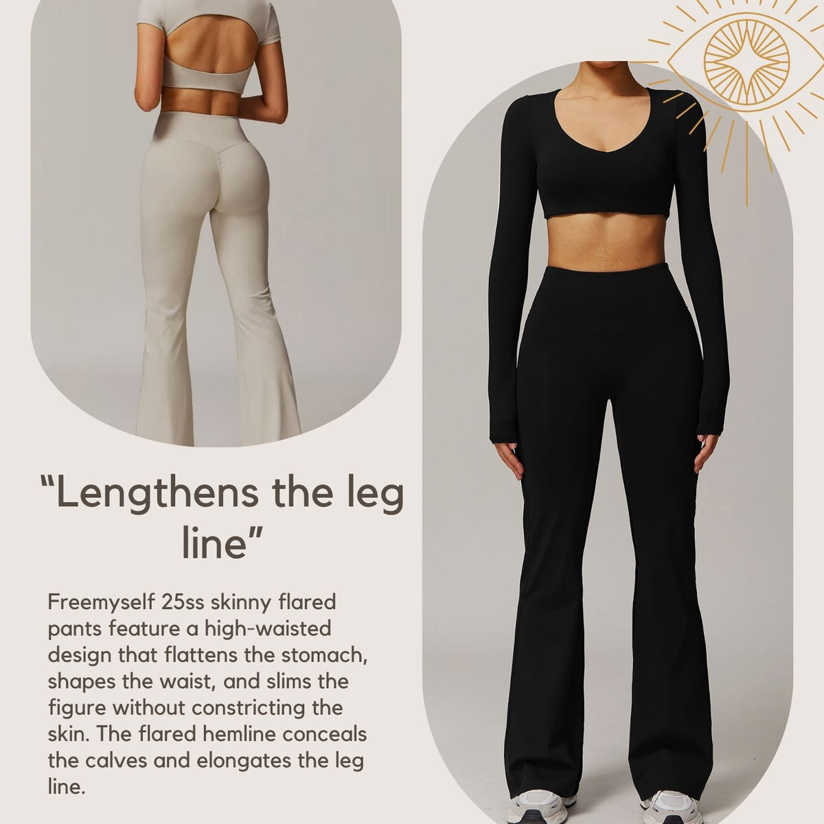 Freemyself Women's Skinny Yoga Pants - Slightly Flared Wide-Leg Running Athletic Pants with High Waist for Fitness