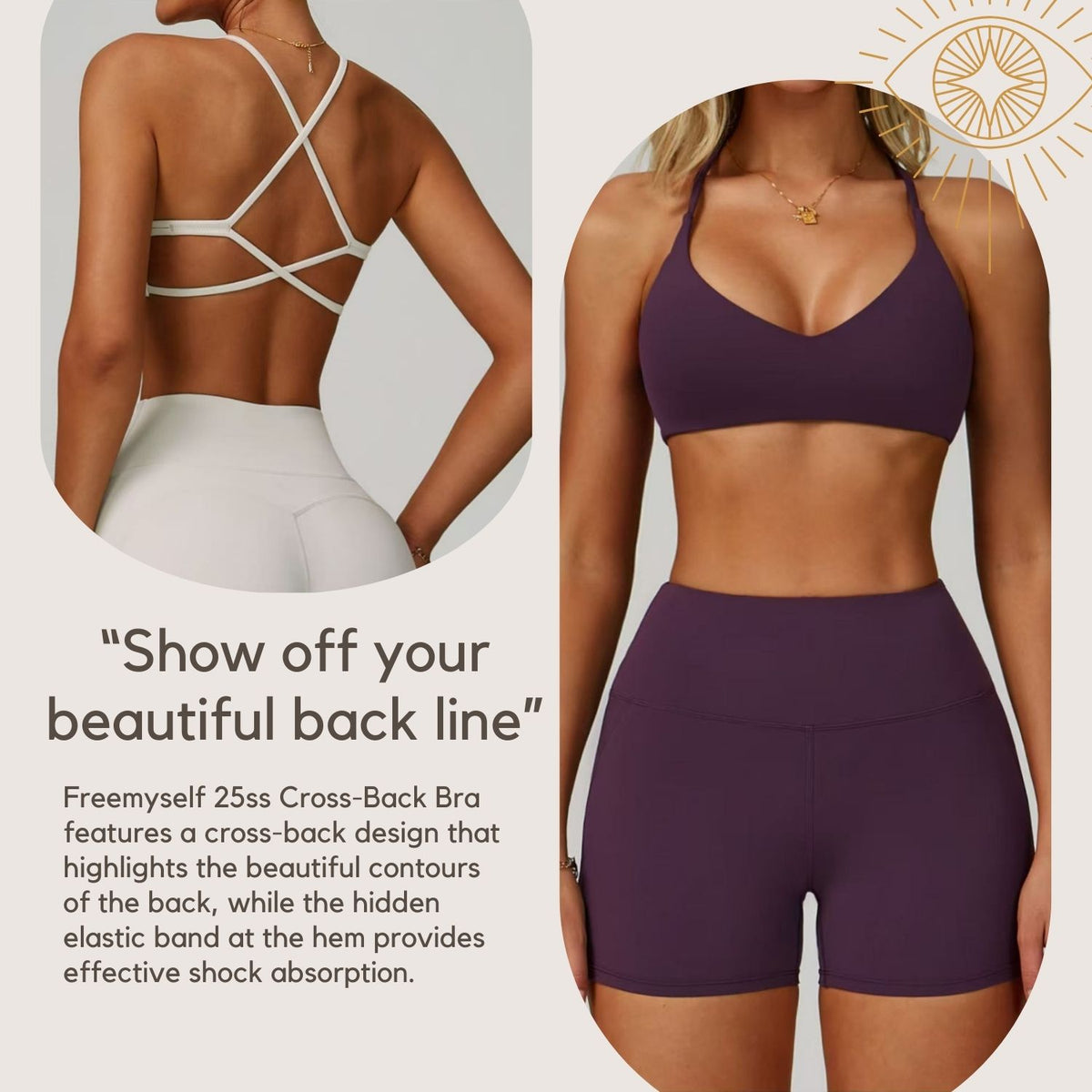 Freemyself Yoga Bra Quick-Dry Cross-Back High-Intensity Fitness Wear Casual Running Sports Bra