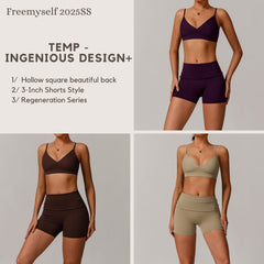 Freemyself recycled Yoga Set - Women's Street-Ready Strappy Bra & Workout Shorts | Gym to Street Running