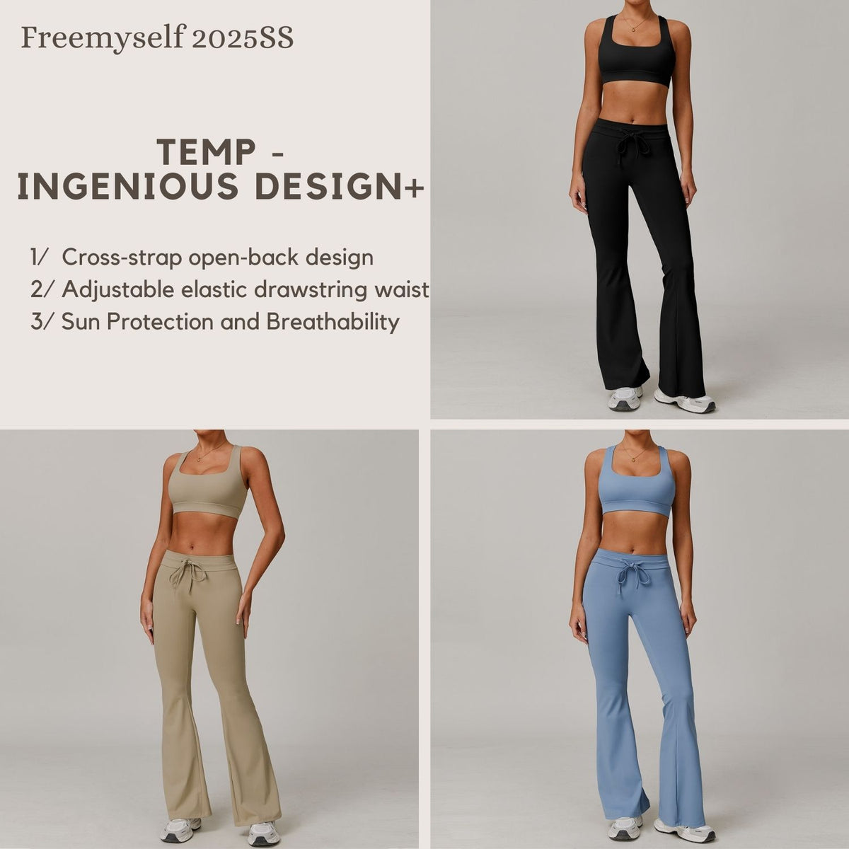 Freemyself UV-Protective Running Set Breathable, Quick-Dry, Cool-Touch Sun Protection Three-Piece Set