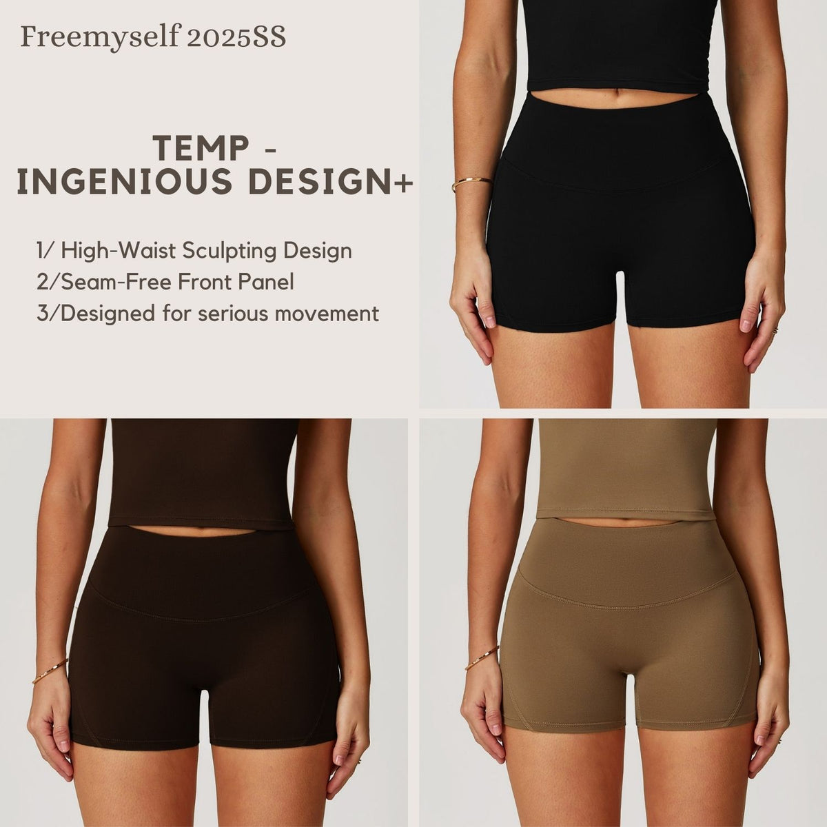 Women's Brushed Fleece-Lined Yoga Shorts - High-Waisted Butt-Lifting Activewear for Running & Fitness