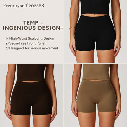 Women's Brushed Fleece-Lined Yoga Shorts - High-Waisted Butt-Lifting Activewear for Running & Fitness