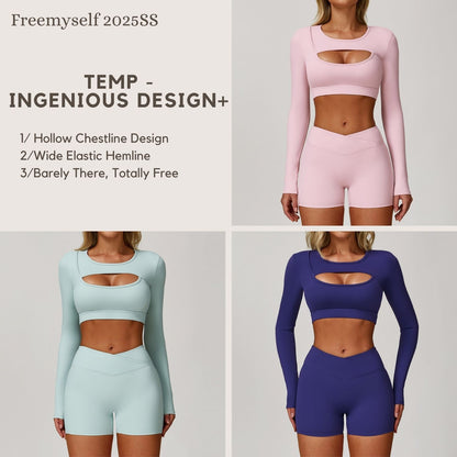 Bare-Skin Feel Tight-Fitting Yoga Long-Sleeve Shock-Absorbing Sports Mesh T-Shirt for Running, Fitness, and Yoga
