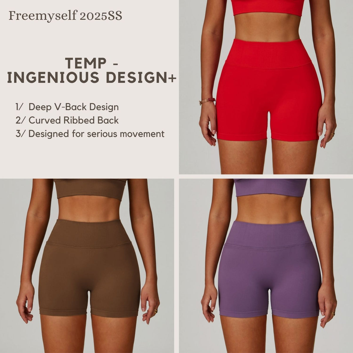 Freemyself Seamless Knit Yoga Shorts for Women with V-Shaped Waistband Outerwear Running Sports Quick-Dry Fitness Pants