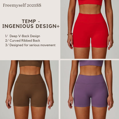 Freemyself Seamless Knit Yoga Shorts for Women with V-Shaped Waistband Outerwear Running Sports Quick-Dry Fitness Pants